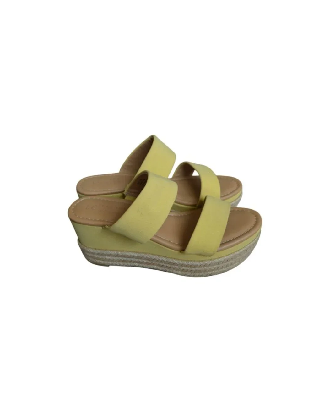 LC Lauren Conrad Mimosa Yellow Wedge Sandals Women's Size 7 Spring Summer Boho